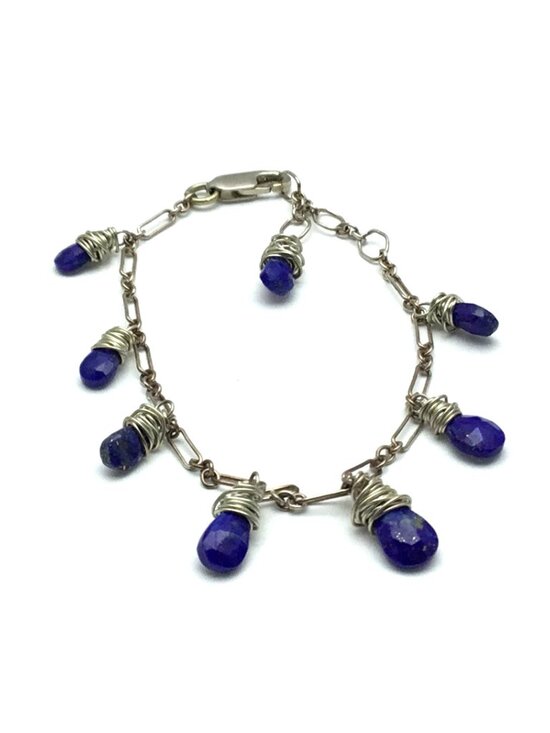 By Design Gems Jewelry - NWOT Artisan Argentium 930 Silver Natural Lapis Lazuli Brio Bracelet